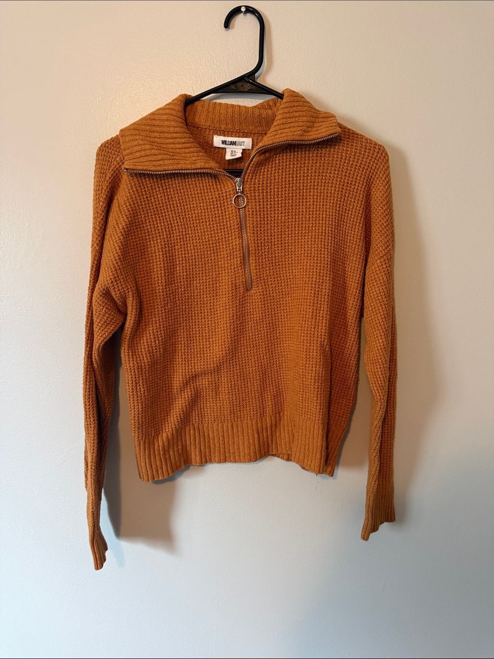 William Rast Rust Waffle Knit Half-Zip Sweater
